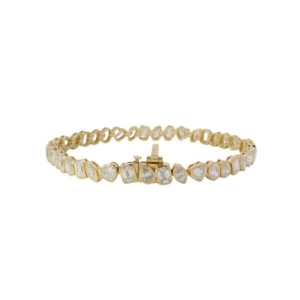 14K Yellow Gold 6.97ct Lab Grown Diamond Bezel Set Mixed Tennis Bracelet 6.5"
