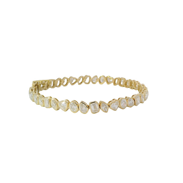 14K Yellow Gold 6.97ct Lab Grown Diamond Bezel Set Mixed Tennis Bracelet 6.5"