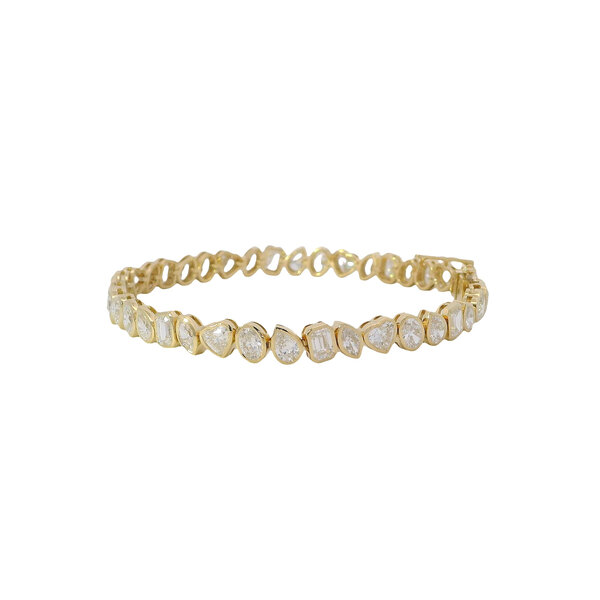14K Yellow Gold 6.97ct Lab Grown Diamond Bezel Set Mixed Tennis Bracelet 6.5"