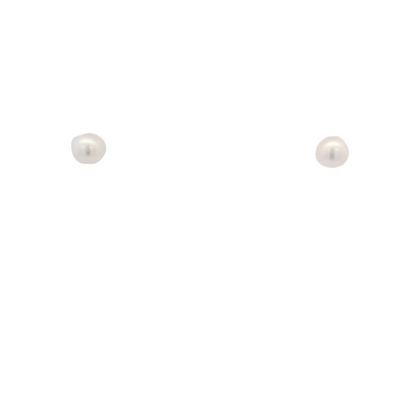 14K White Gold 5-5.5mm Akoya Pearl Post Earrings