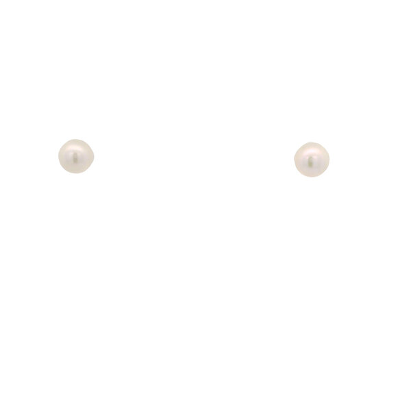 14K Yellow Gold 5-5.5mm White Freshwater Pearl Post Earrings