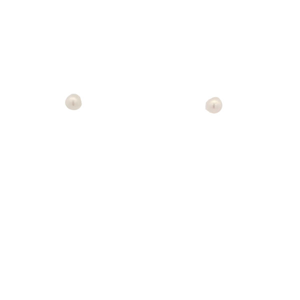 14K Yellow Gold 4-4.5mm White Freshwater Pearl Post Earrings