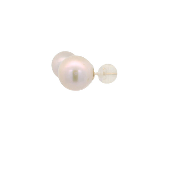 14K Yellow Gold 13-14mm White Freshwater Pearl Post Earrings