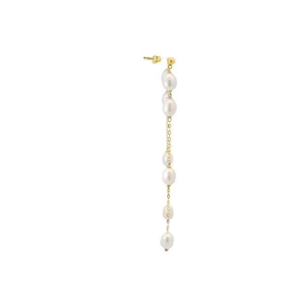 10K Yellow Gold 5-5.5mm Rice Pearl Drop Earrings