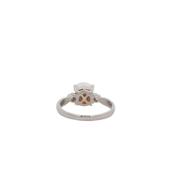 Platinum 1960's 8mm Akoya Pearl .11ct Diamond Ring Size 6.25