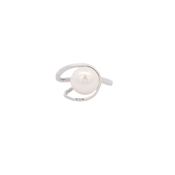 Sterling Silver 9.5mm White Freshwater Pearl Swirl Ring Size 7.5