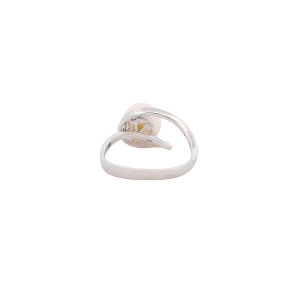 Sterling Silver 9.5mm White Freshwater Pearl Swirl Ring Size 7.5