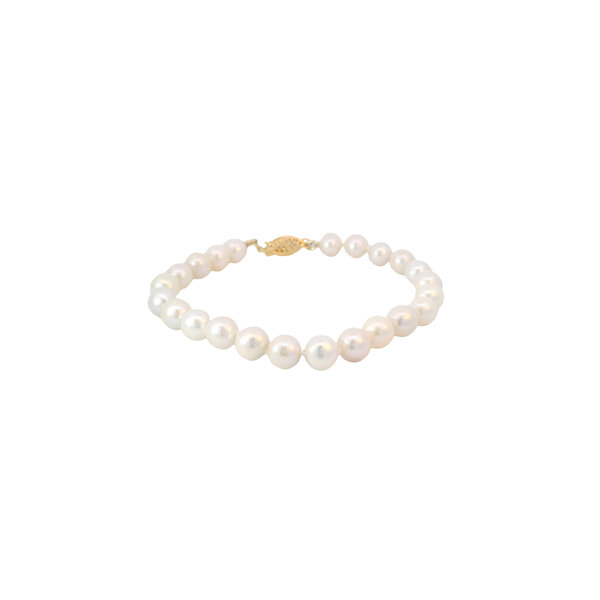 14K Yellow Gold 7-7.5mm Akoya Pearl Bracelet 7.25"