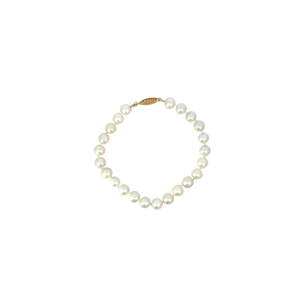 14K Yellow Gold 7-7.5mm Akoya Pearl Bracelet 7.25"