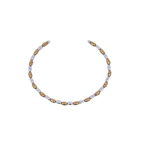 Gold Filled & Sterling Silver Alternating  Medium Rice Bead Cuff