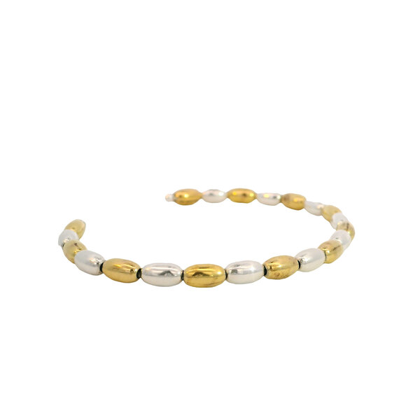 Gold Filled & Sterling Silver Alternating Jumbo Rice Bead Cuff