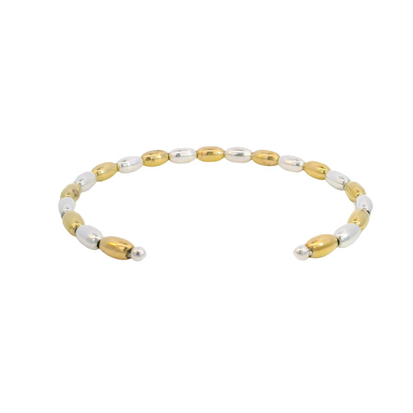 Gold Filled & Sterling Silver Alternating Jumbo Rice Bead Cuff