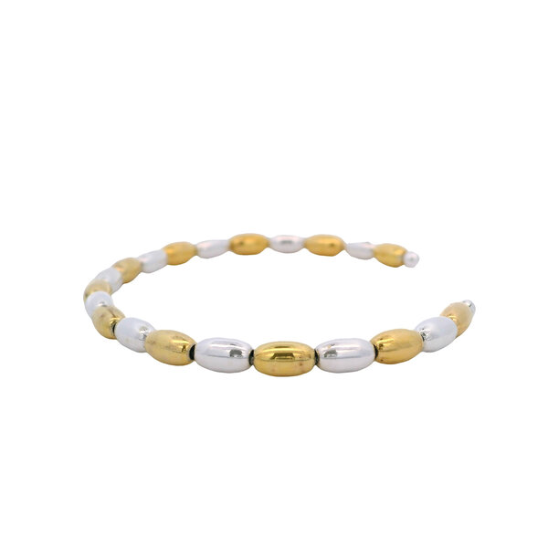 Gold Filled & Sterling Silver Alternating Jumbo Rice Bead Cuff