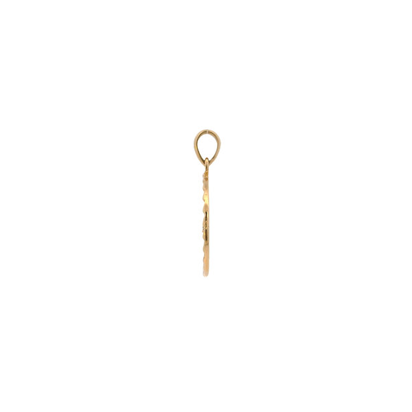 14K Yellow Gold Gold Creations Original . ct Diamond Charleston Ironwork Inspired Disc Pendant