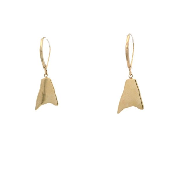 14K Yellow Gold Gold Creations Original Diamond Cut Enamel Redfish Tail Leverback Earrings Small