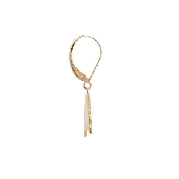 14K Yellow Gold Gold Creations Original Diamond Cut Enamel Redfish Tail Leverback Earrings Small