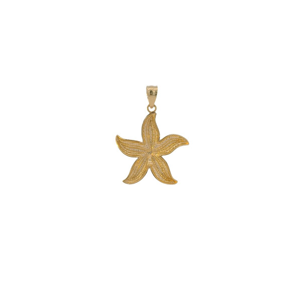 14K Yellow & White Gold Diamond Cut Large Starfish Pendant