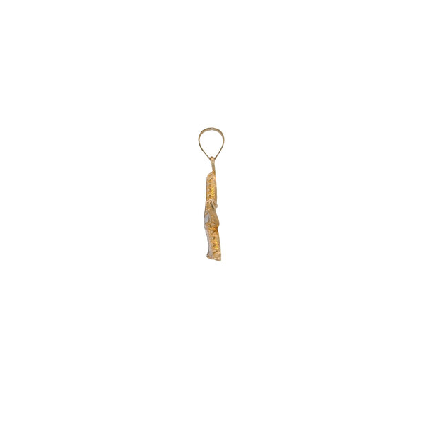 14K Yellow & White Gold Diamond Cut Medium Starfish Pendant