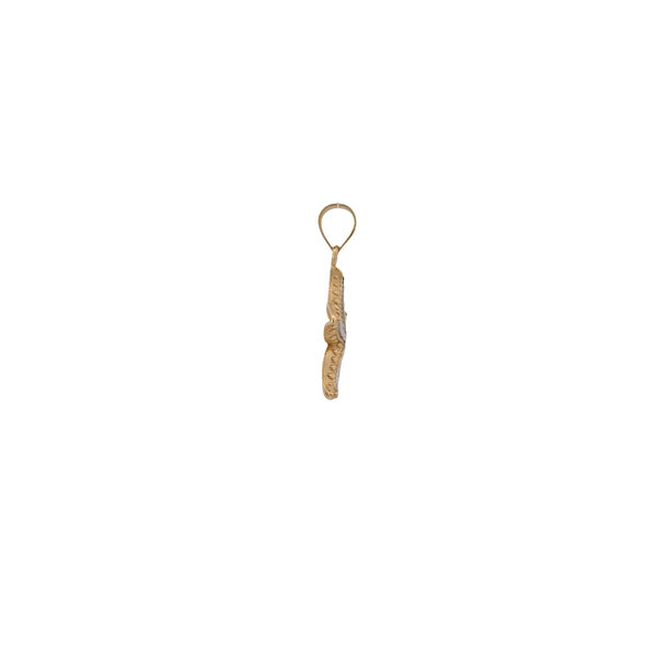 14K Yellow & White Gold Diamond Cut Medium Starfish Pendant