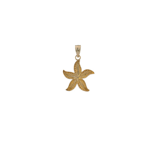 14K Yellow & White Gold Diamond Cut Medium Starfish Pendant