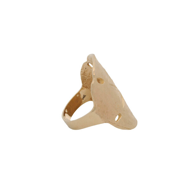 14K Yellow Gold Handmade Sand Dollar Ring Size 7
