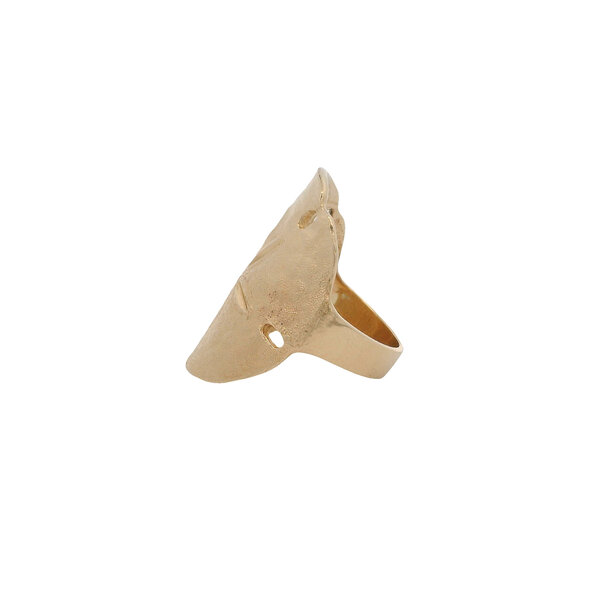14K Yellow Gold Handmade Sand Dollar Ring Size 7