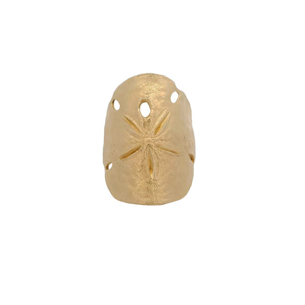 14K Yellow Gold Handmade Sand Dollar Ring Size 7