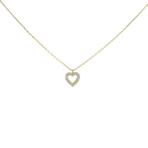 14KY CZ Heart Necklace 16"-18" ADJ