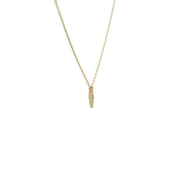 14K Yellow Gold Cubic Zirconia Heart Necklace 16"-18" Adjustable