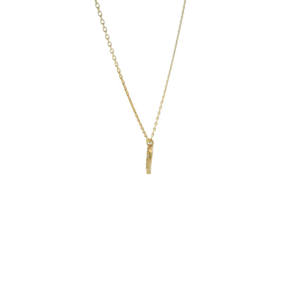 14K Yellow Gold Cubic Zirconia Heart Necklace 16"-18" Adjustable