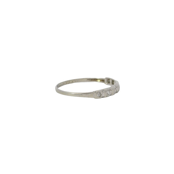 14K White Gold 1920's .07ct Single Cut Diamond Band Size 7.5