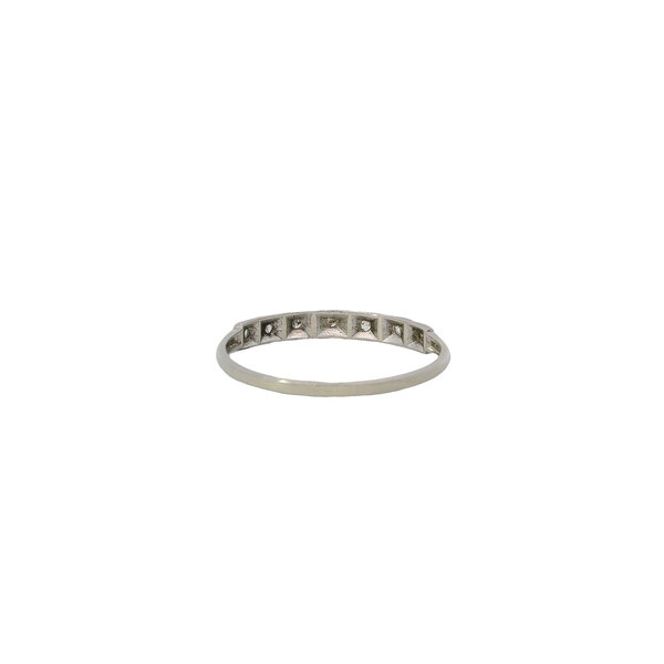 14K White Gold 1920's .07ct Single Cut Diamond Band Size 7.5