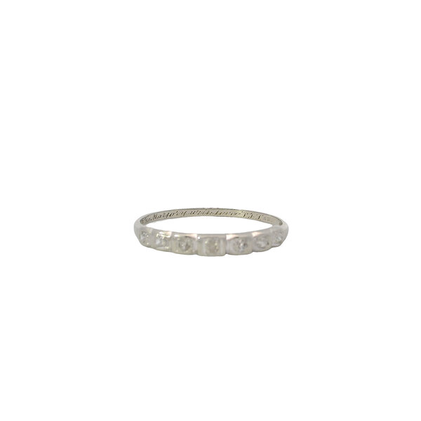 14K White Gold 1920's .07ct Single Cut Diamond Band Size 7.5