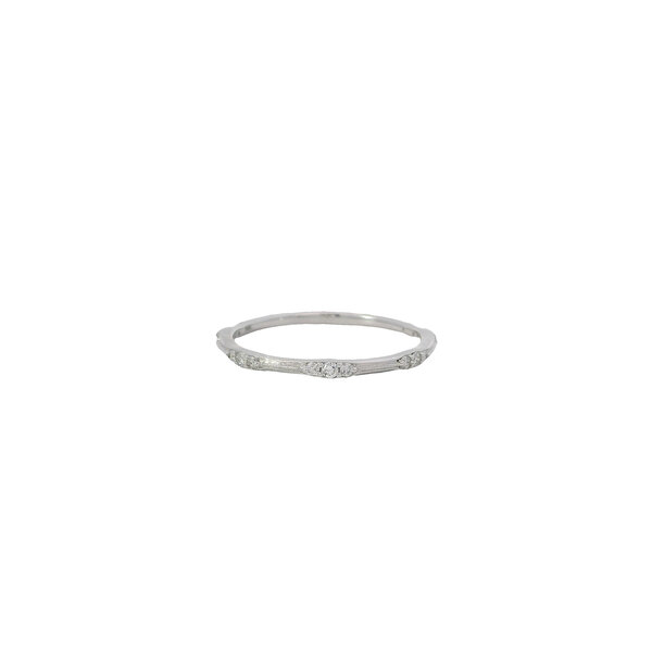 10K White Gold .15ct Diamond Milgrain Band Size 7