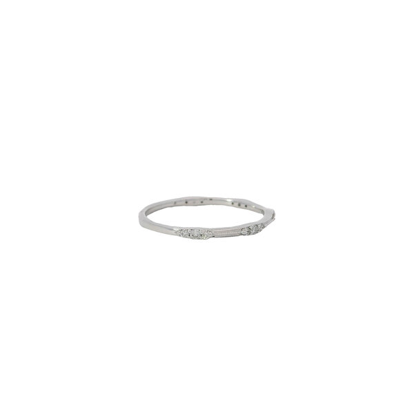 10K White Gold .15ct Diamond Milgrain Band Size 7