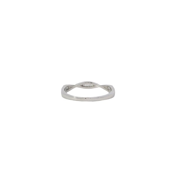 14K White Gold .17ct Baguette & Round Diamond Woven Band Size 7
