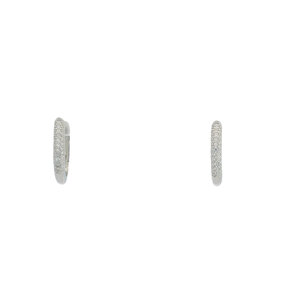 SS Pave CZ 15x2.5mm Oval Huggie Hoops