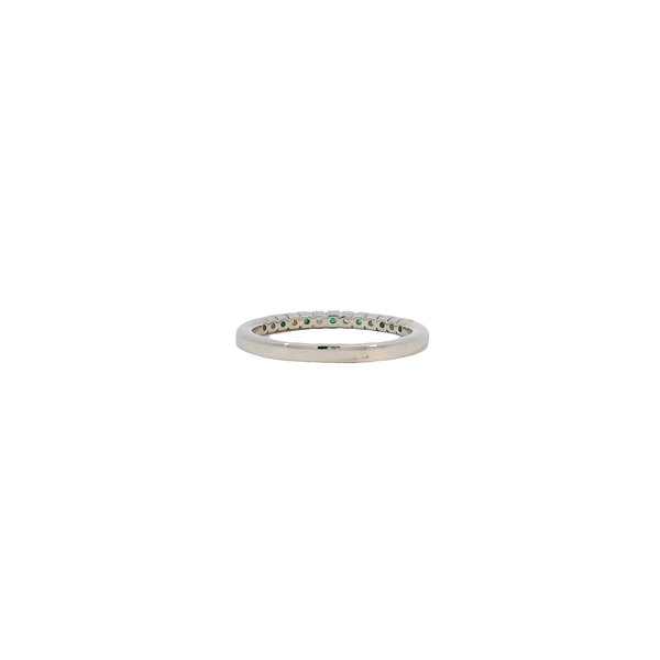 14K White Gold .18ct Emerald & .11ct Diamond Band Size 6.25