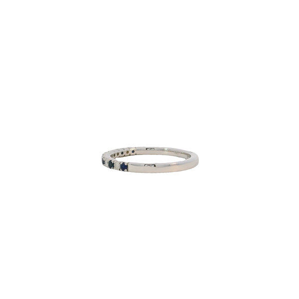 14K White Gold .18ct Sapphire & .11ct Diamond Band Size 6.25