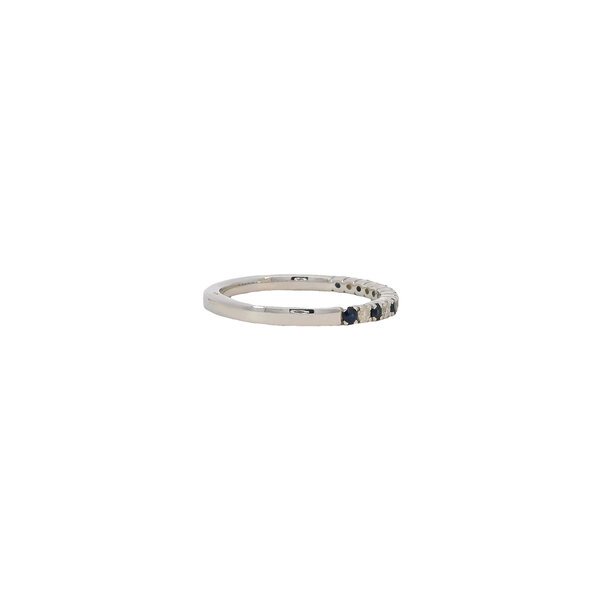 14K White Gold .18ct Sapphire & .11ct Diamond Band Size 6.25