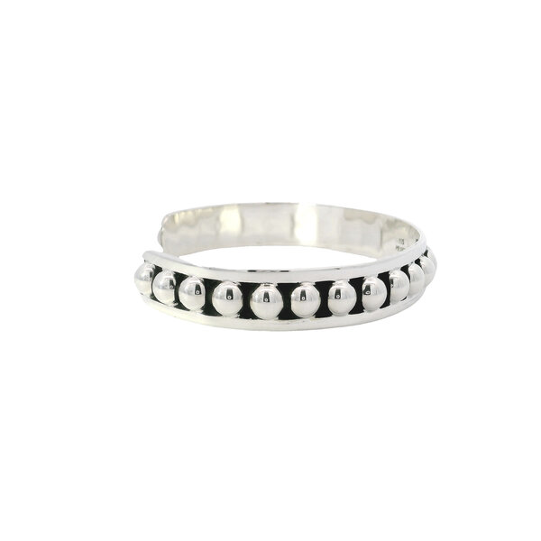 Sterling Silver 11mm Beaded and Oxidized Cuff