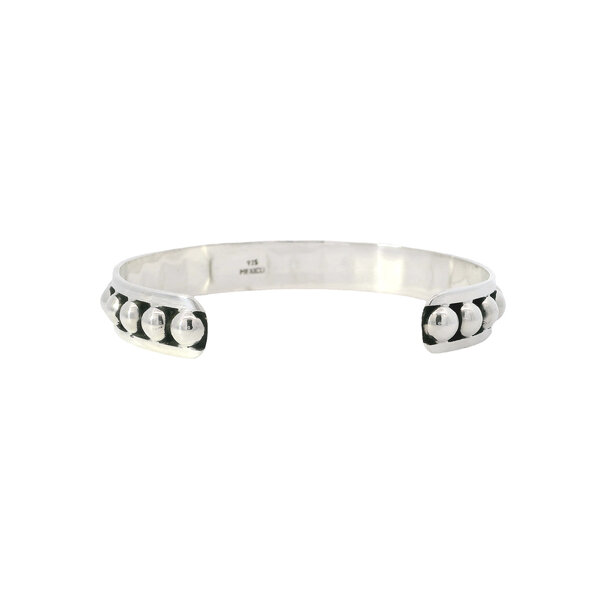 Sterling Silver 11mm Beaded and Oxidized Cuff