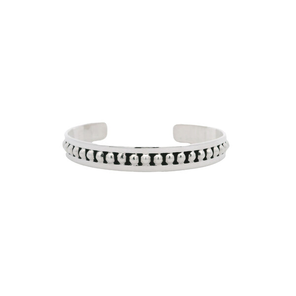 Sterling Silver 9mm Beaded and Oxidized Cuff
