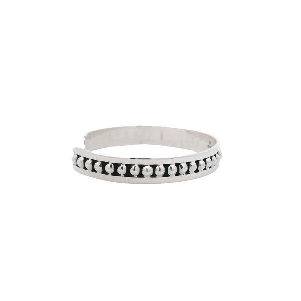 Sterling Silver 9mm Beaded and Oxidized Cuff
