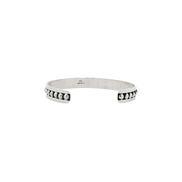 Sterling Silver 9mm Beaded and Oxidized Cuff