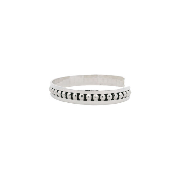 Sterling Silver 9mm Beaded and Oxidized Cuff