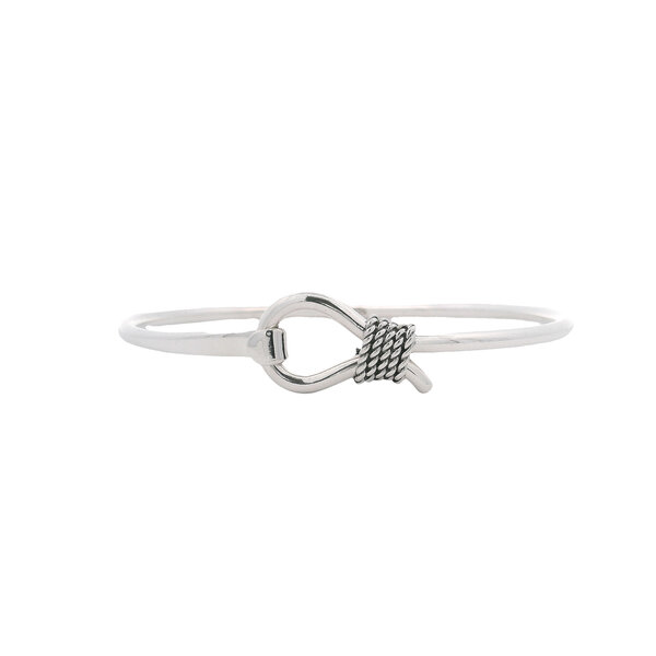 Sterling Silver 2.5mm Rope Detail Hook Bangle