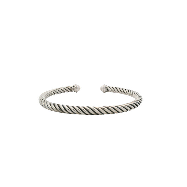 Sterling Silver & Gold Plated 5mm Oxidized Rope Cuff Bracelet