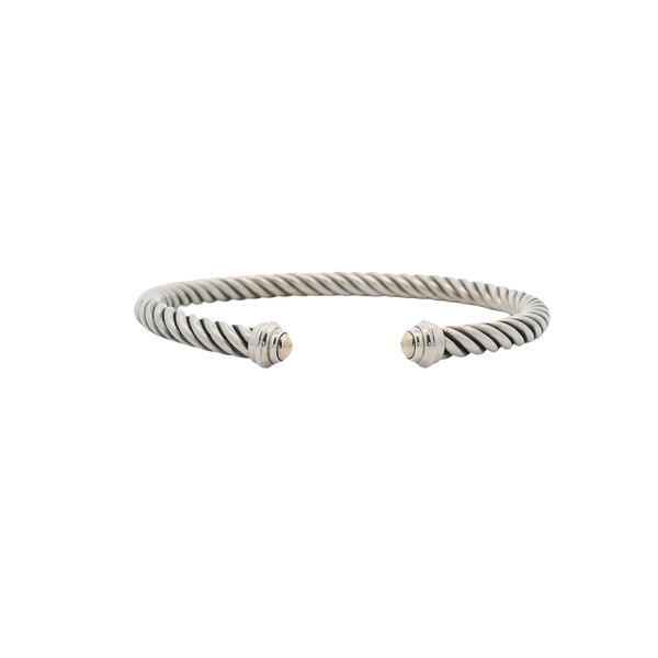 Sterling Silver & Gold Plated 5mm Oxidized Rope Cuff Bracelet