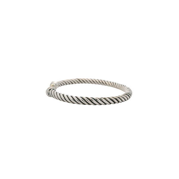 Sterling Silver & Gold Plated 5mm Oxidized Rope Cuff Bracelet